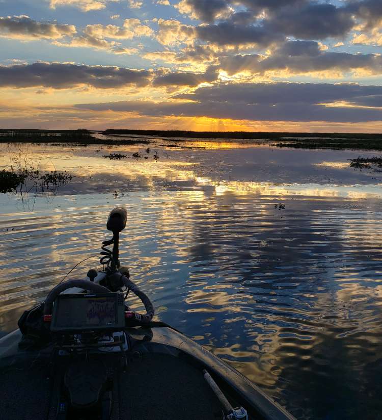 Sunrise on a fishing boat